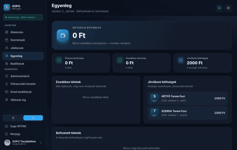 Egyenleg — képernyőkép